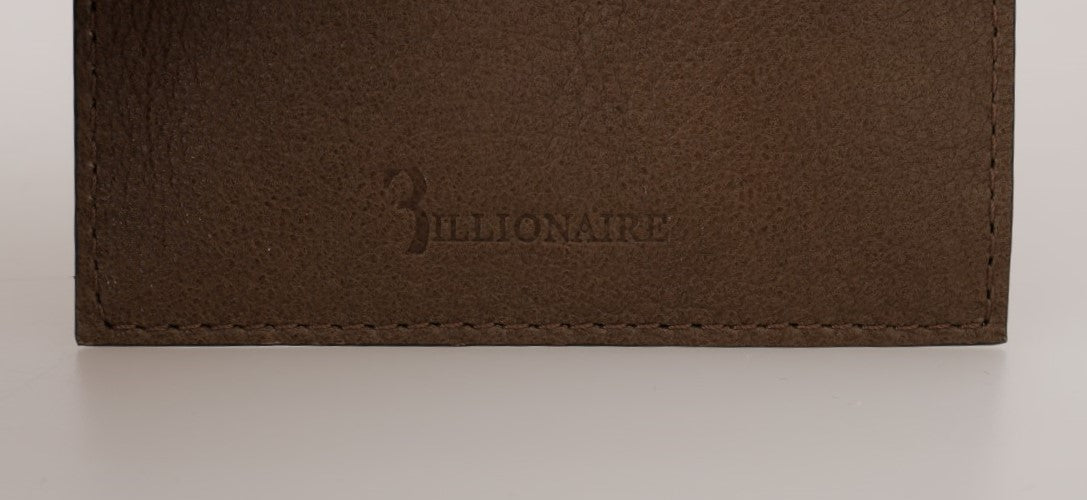 Billionaire italiensk Couture brun läderplånbok med korthållare