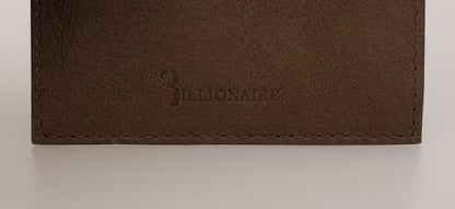 Billionaire italiensk Couture brun läderplånbok med korthållare