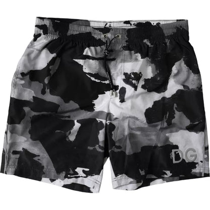 Dolce &amp;amp; Gabbana Flerfärgade Kamouflage DG Logo Beachwear Shorts Badkläder