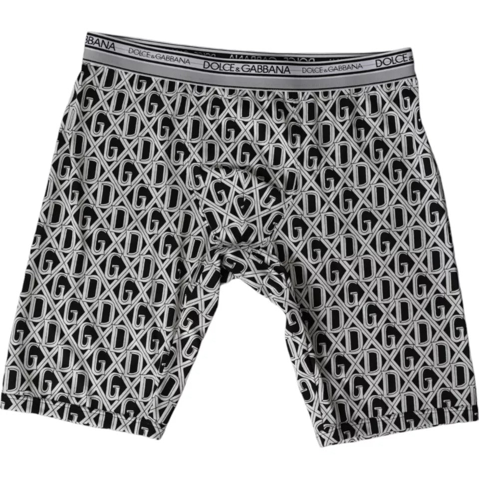 Dolce &amp;amp; Gabbana Svarta Vita DG Logo Bomull Stretch Cykelunderkläder Herr