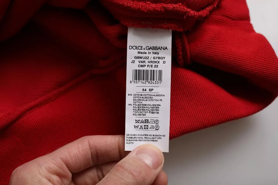 Dolce &amp;amp; Gabbana Röd Logotyp Bomulls Rund Halsad Tröja