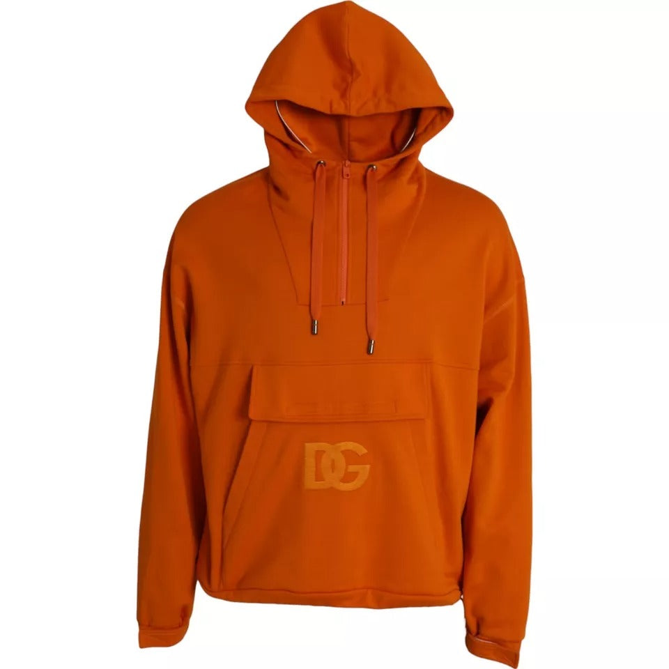 Dolce &amp;amp; Gabbana Orange Hooded Pullover Sweatshirt Tröja