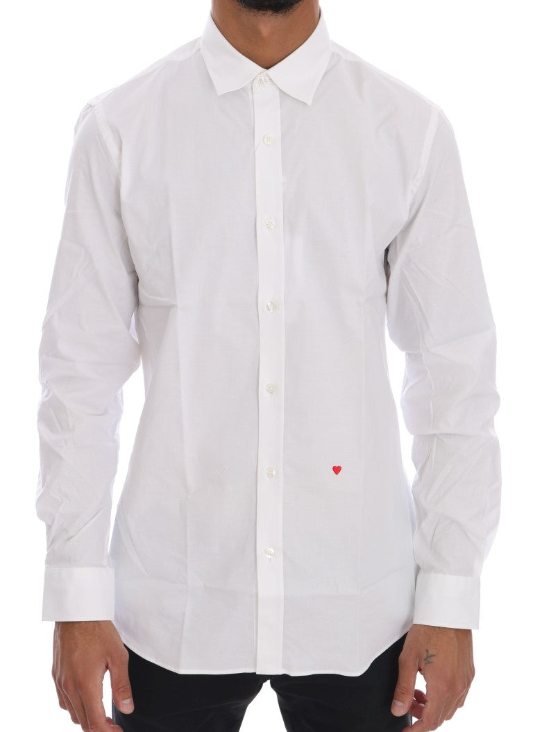 Moschino Vit Bomulls Stretchig Slim Fit Skjorta