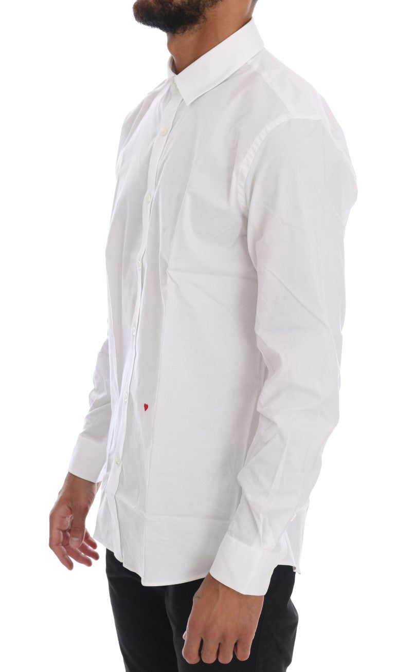 Moschino Vit Bomulls Stretchig Slim Fit Skjorta