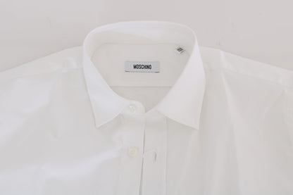 Moschino Vit Bomulls Stretchig Slim Fit Skjorta