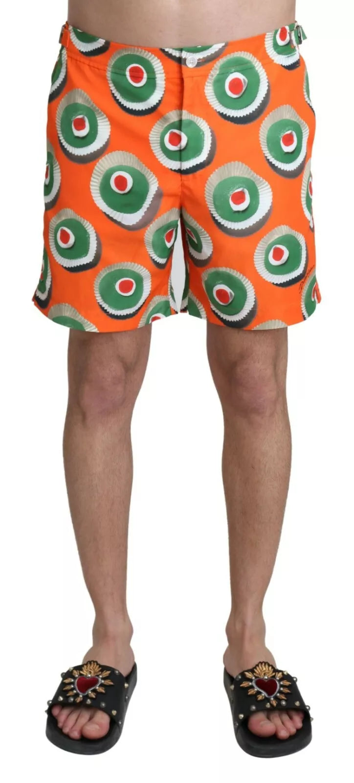 Dolce &amp;amp; Gabbana Orange Cupcake Beachwear Shorts Badkläder