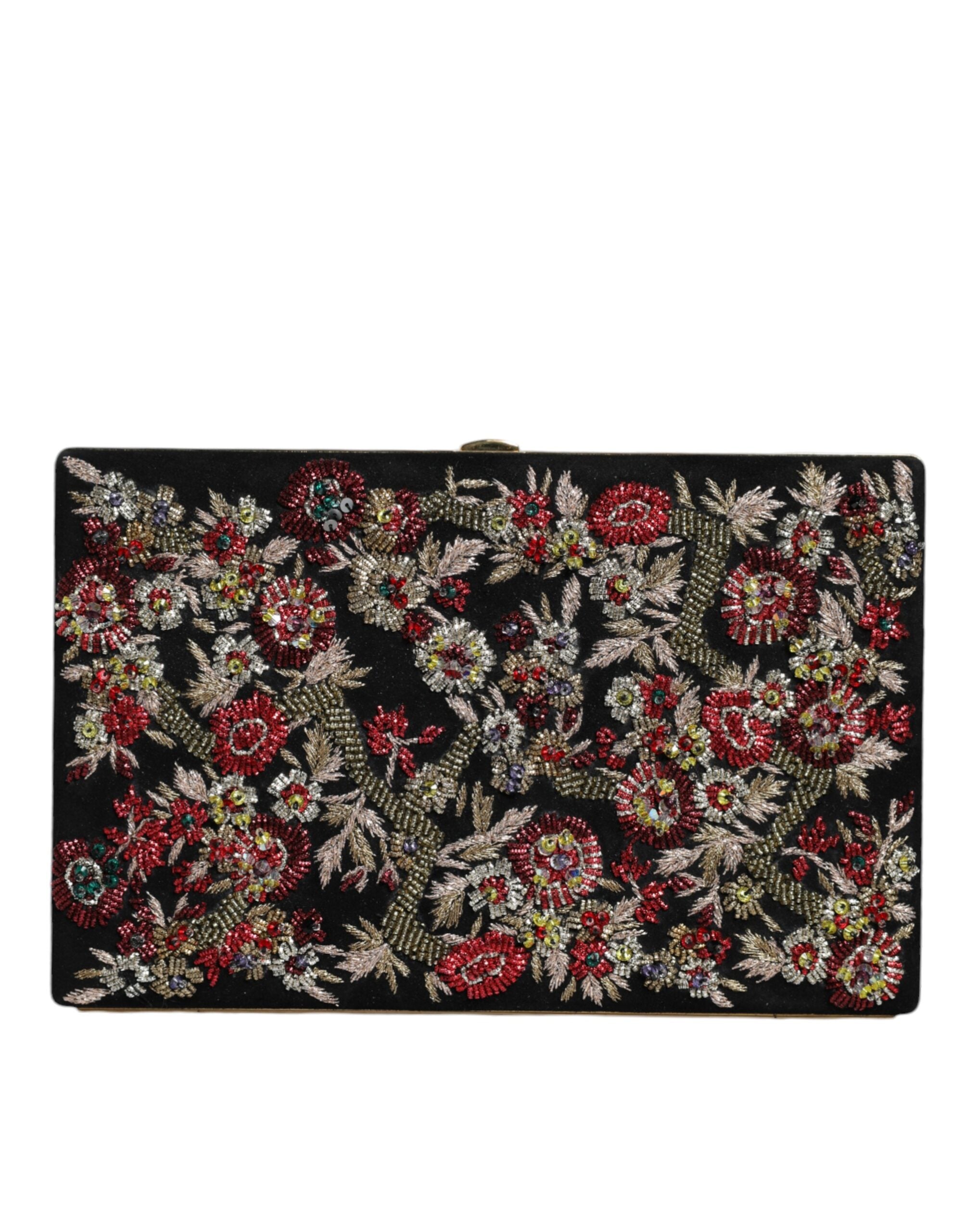Dolce &amp;amp; Gabbana Flerfärgad Blommig Guldfärgad Kuvertväska med Ram
