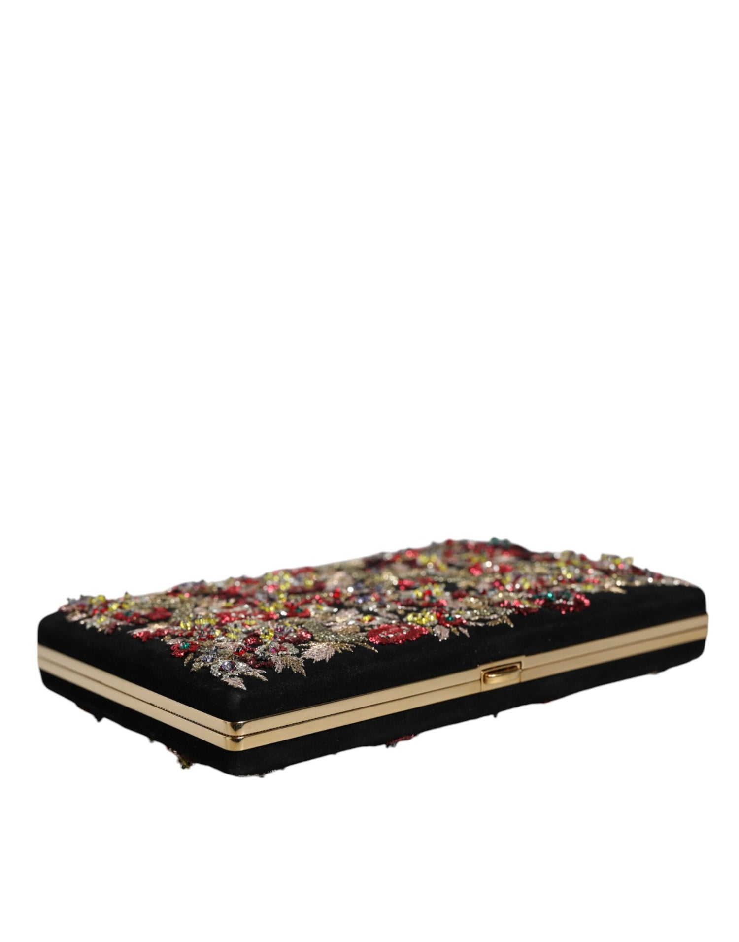 Dolce &amp;amp; Gabbana Flerfärgad Blommig Guldfärgad Kuvertväska med Ram