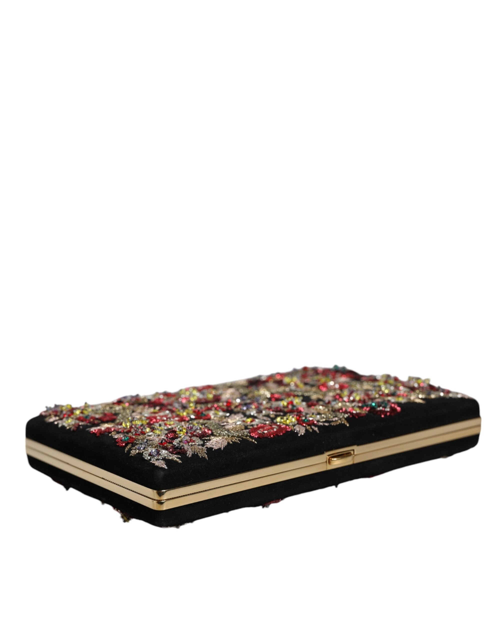 Dolce &amp;amp; Gabbana Flerfärgad Blommig Guldfärgad Kuvertväska med Ram