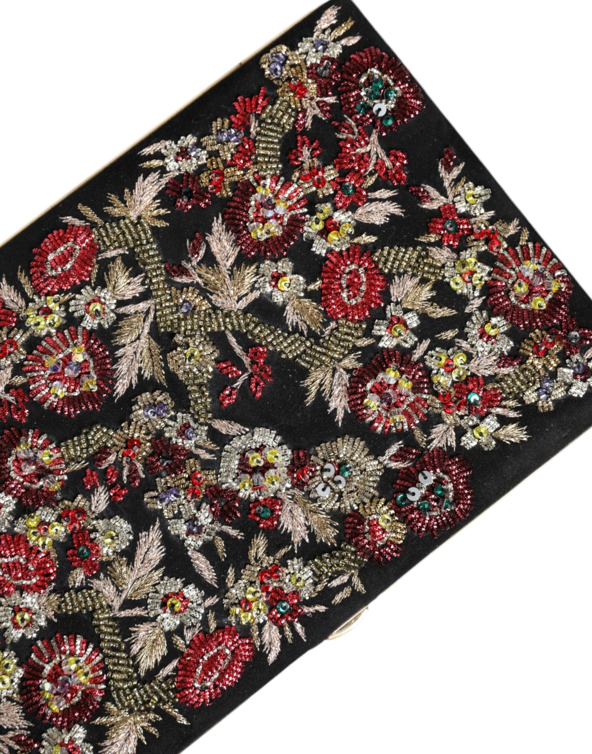 Dolce &amp;amp; Gabbana Flerfärgad Blommig Guldfärgad Kuvertväska med Ram