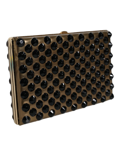 Dolce &amp;amp; Gabbana Guldfärgad Kristall Bifold Clutch Kvällsfest Damväska