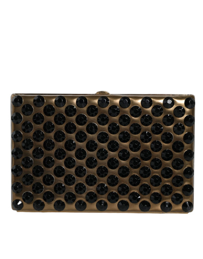 Dolce &amp;amp; Gabbana Guldfärgad Kristall Bifold Clutch Kvällsfest Damväska