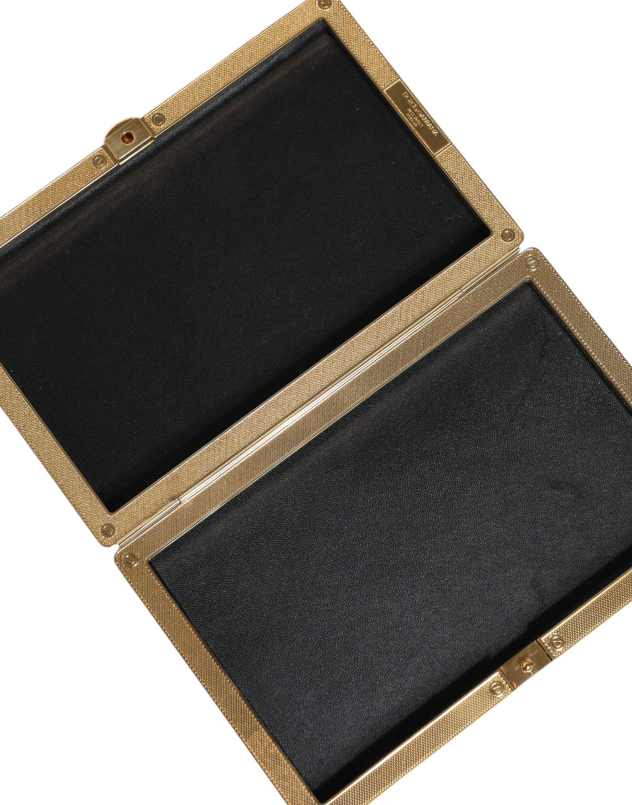 Dolce &amp;amp; Gabbana Guldfärgad Kristall Bifold Clutch Kvällsfest Damväska