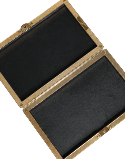 Dolce &amp;amp; Gabbana Guldfärgad Kristall Bifold Clutch Kvällsfest Damväska