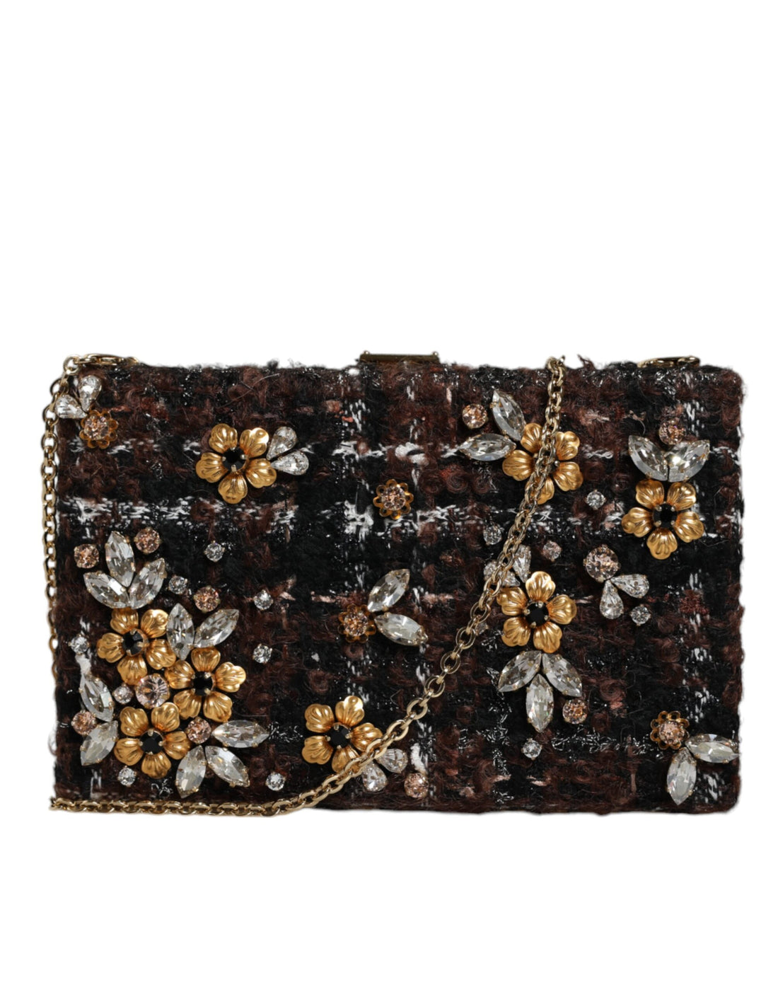 Dolce &amp;amp; Gabbana flerfärgad tweed blommig kuvertväska till kvällsfesten axelväska