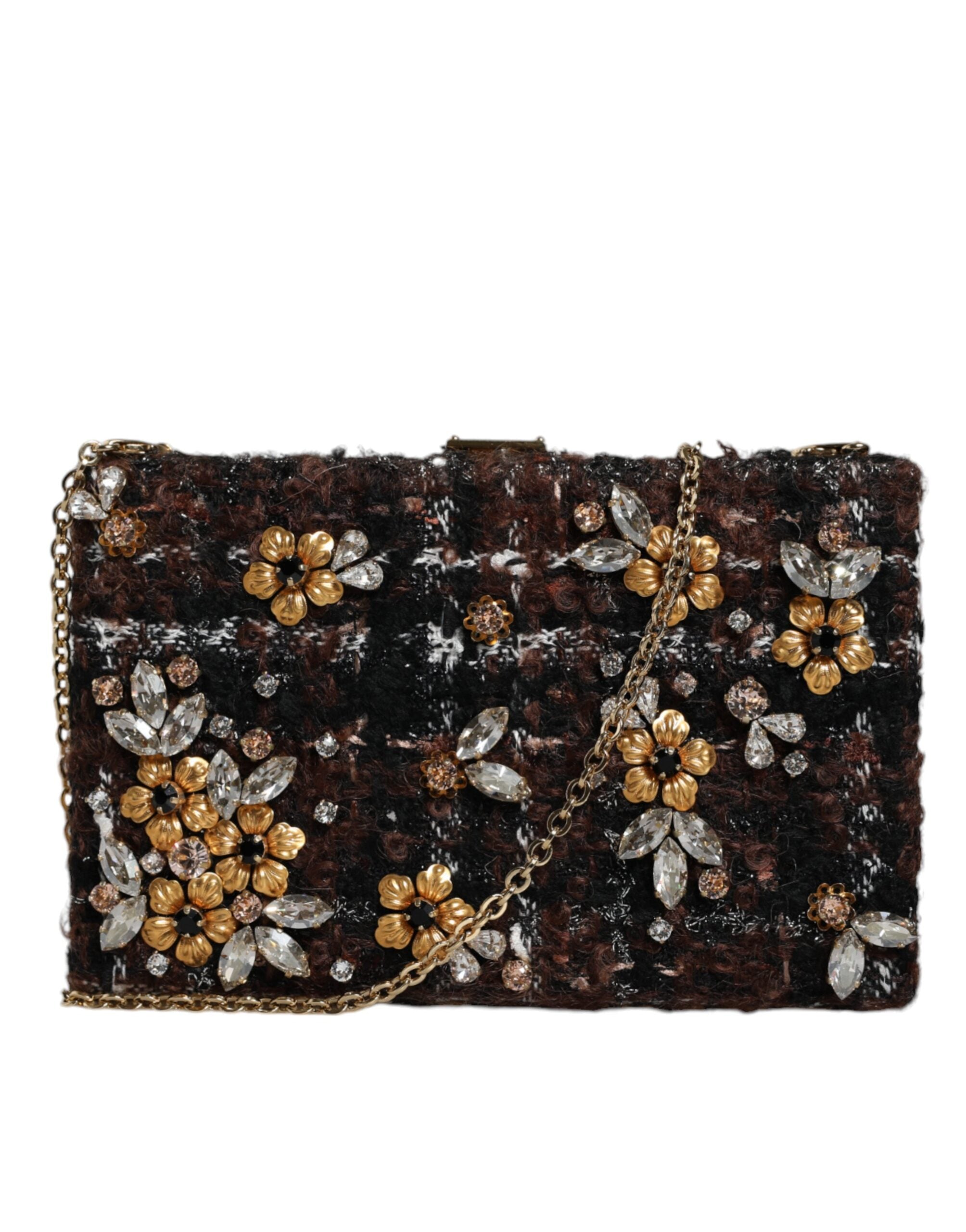 Dolce &amp;amp; Gabbana flerfärgad tweed blommig kuvertväska till kvällsfesten axelväska