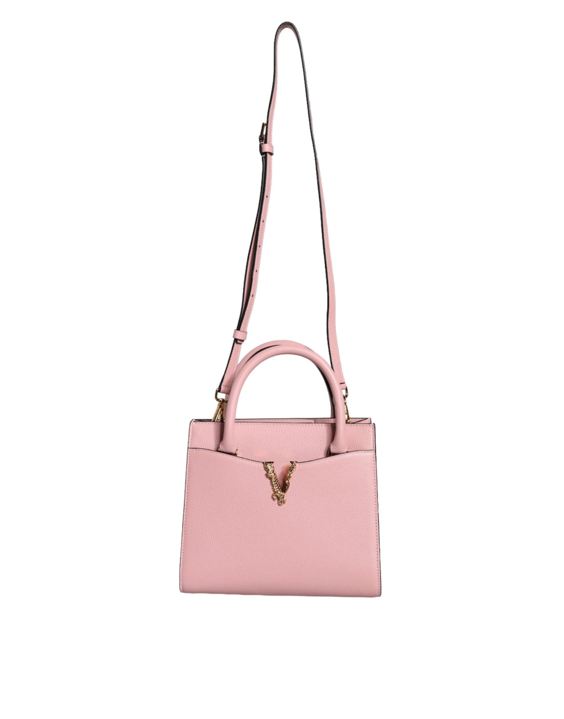 Versace Rosa Liten Axelremsväska i Kalvskinn med Topphandtag