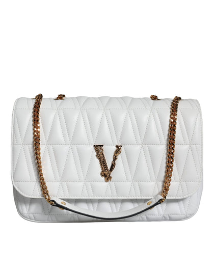 Versace Vit Mini Axelremsväska i Nappaläder