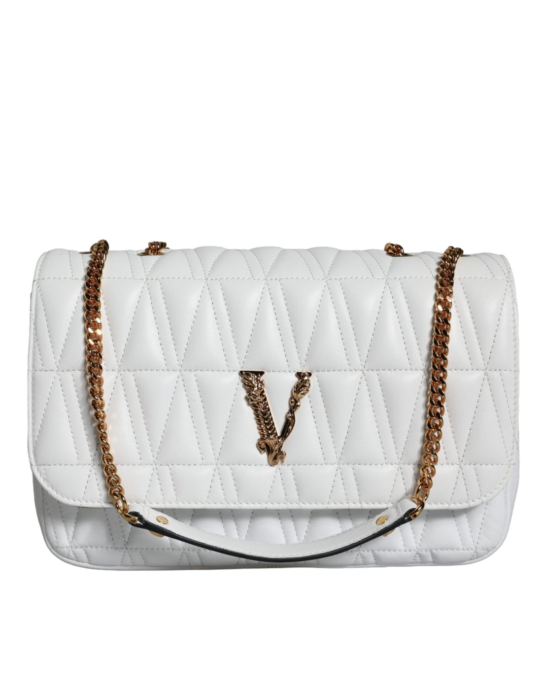 Versace Vit Mini Axelremsväska i Nappaläder