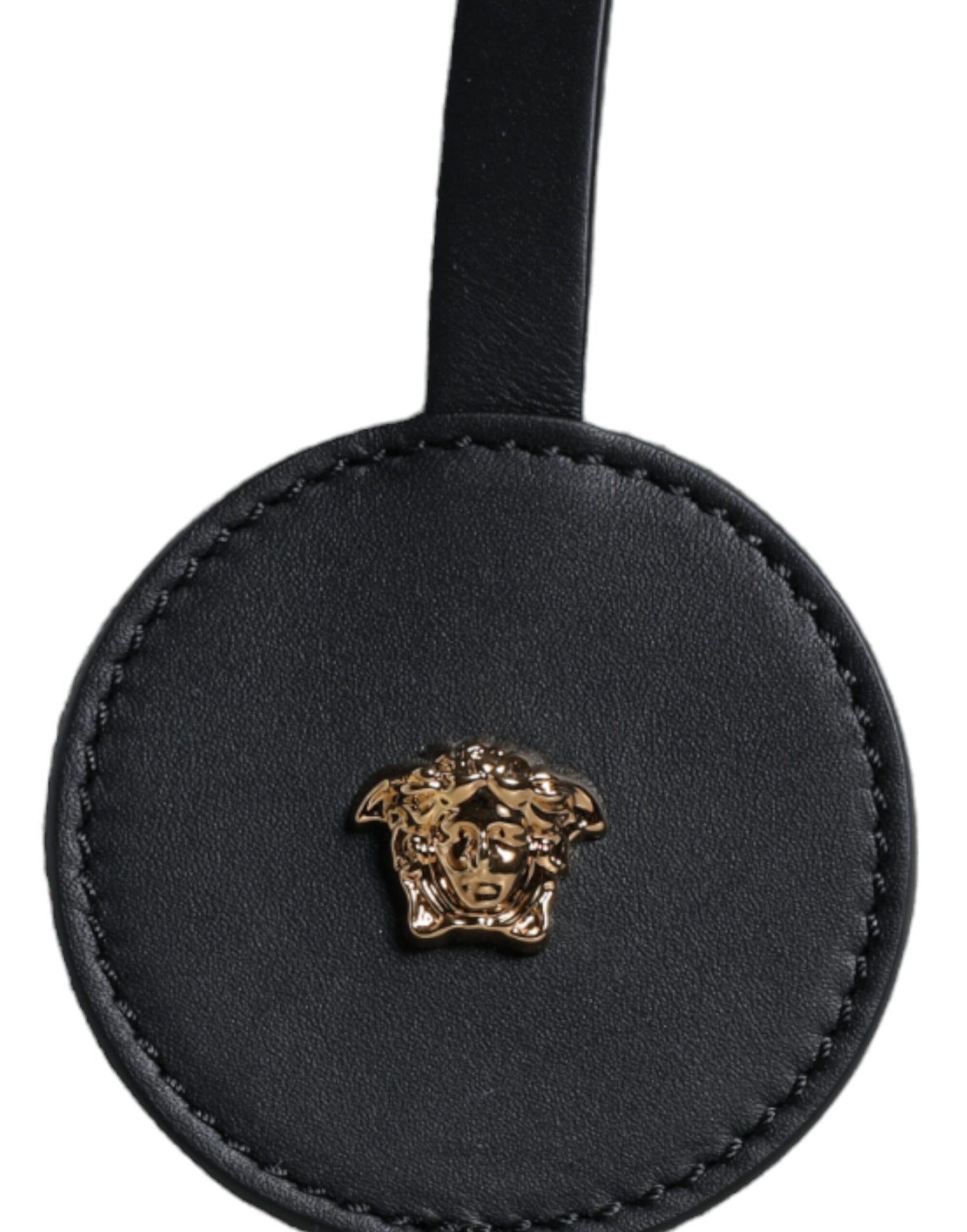 Versace Vit Axelremsväska i läder med topphandtag och logotyp