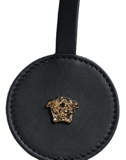Versace Vit Axelremsväska i läder med topphandtag och logotyp