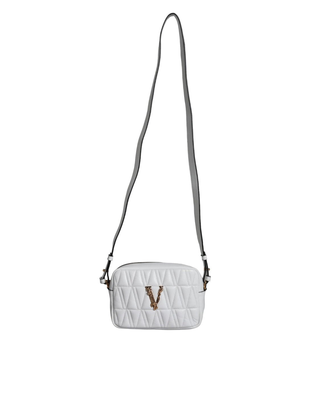 Versace Vit Quilted Nappa Leather Axelremsväska
