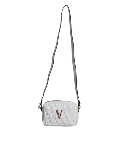 Versace Vit Quilted Nappa Leather Axelremsväska