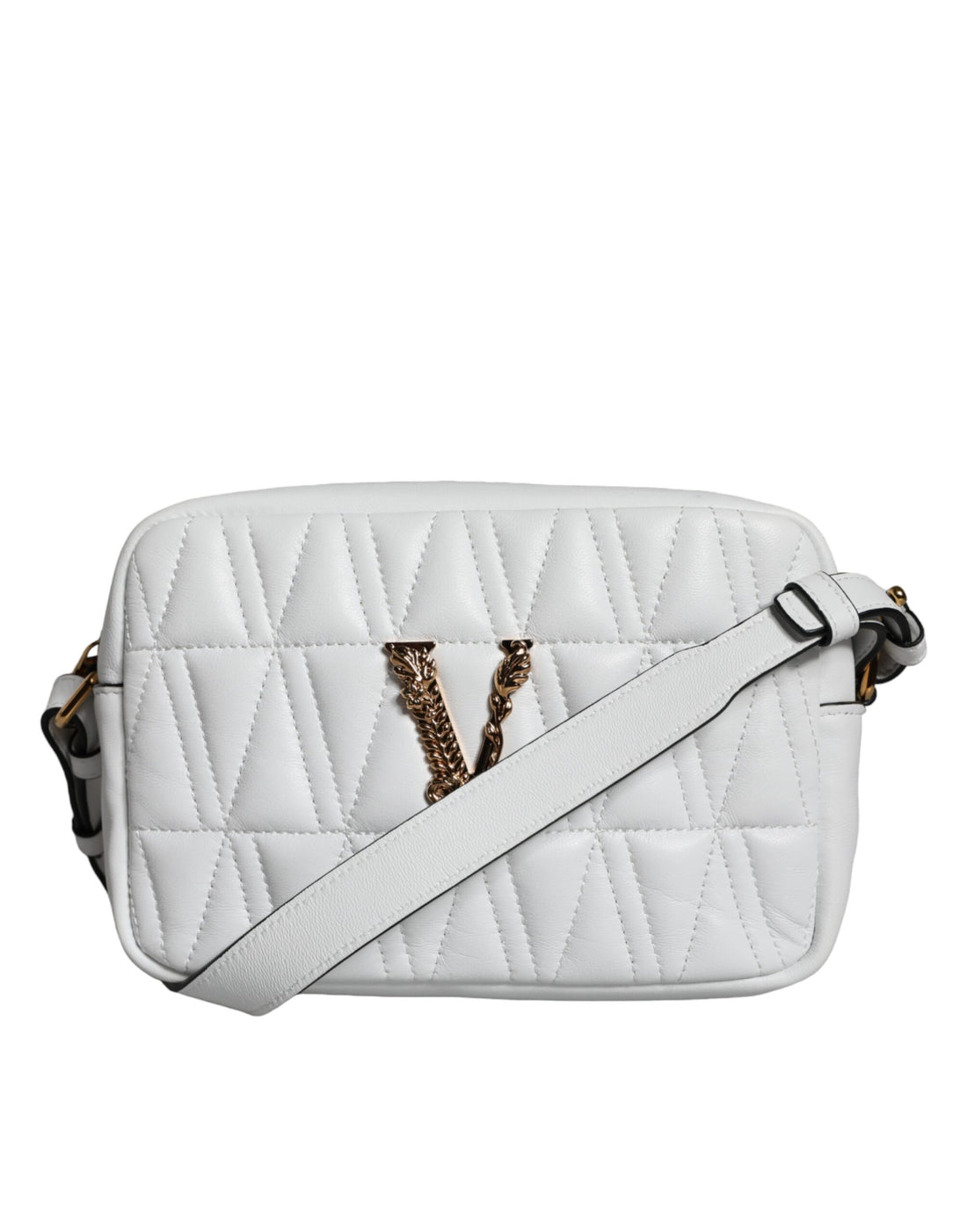 Versace Vit Quilted Nappa Leather Axelremsväska