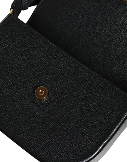 Versace svart kornig kalvläder axelväska med logotyp