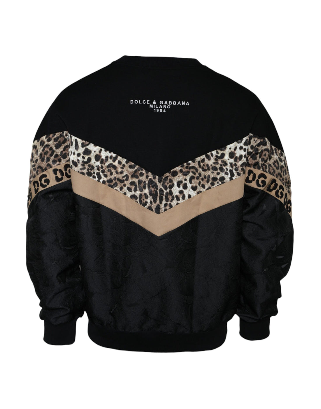 Dolce &amp;amp; Gabbana Svart Leopard Rund Halsad Sweatshirt