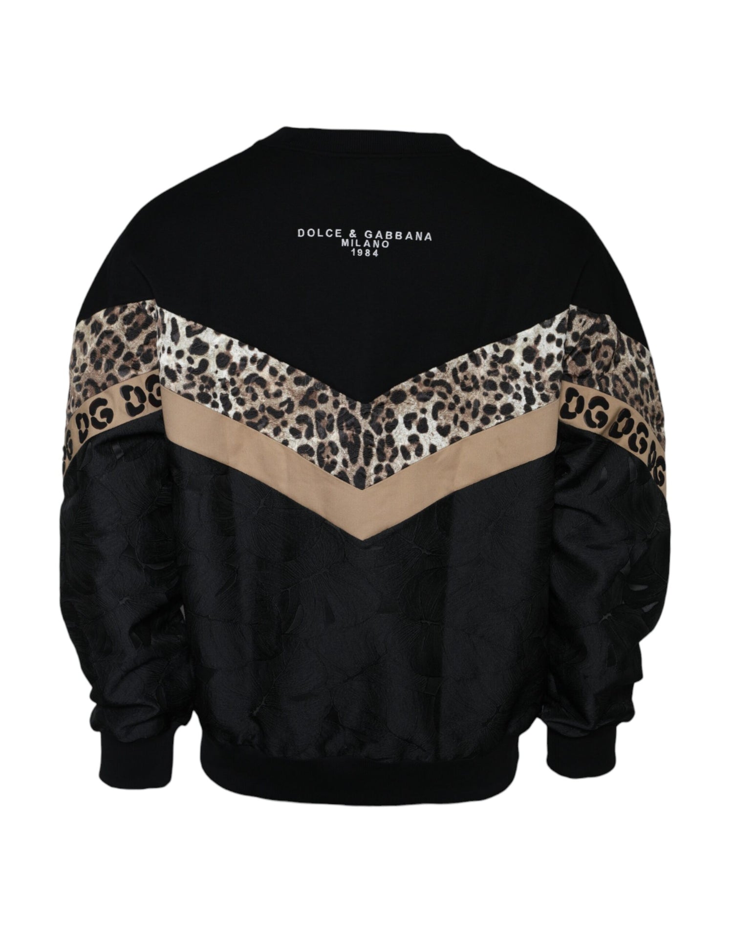 Dolce &amp;amp; Gabbana Svart Leopard Rund Halsad Sweatshirt