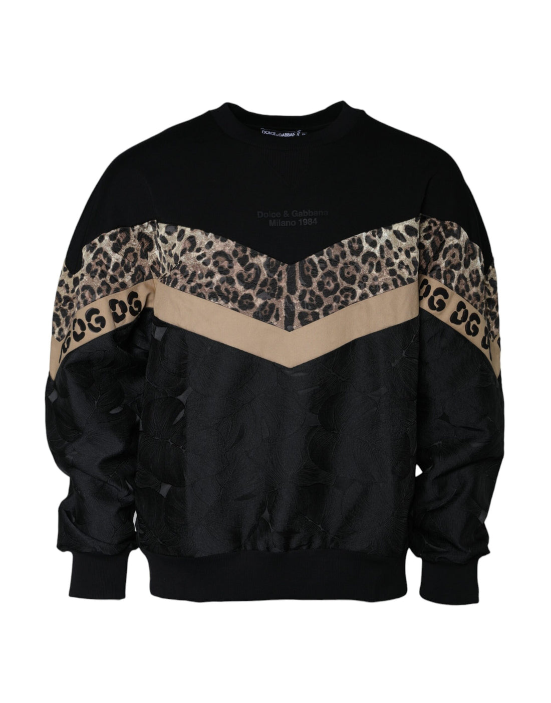 Dolce &amp;amp; Gabbana Svart Leopard Rund Halsad Sweatshirt