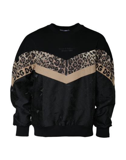 Dolce &amp;amp; Gabbana Svart Leopard Rund Halsad Sweatshirt