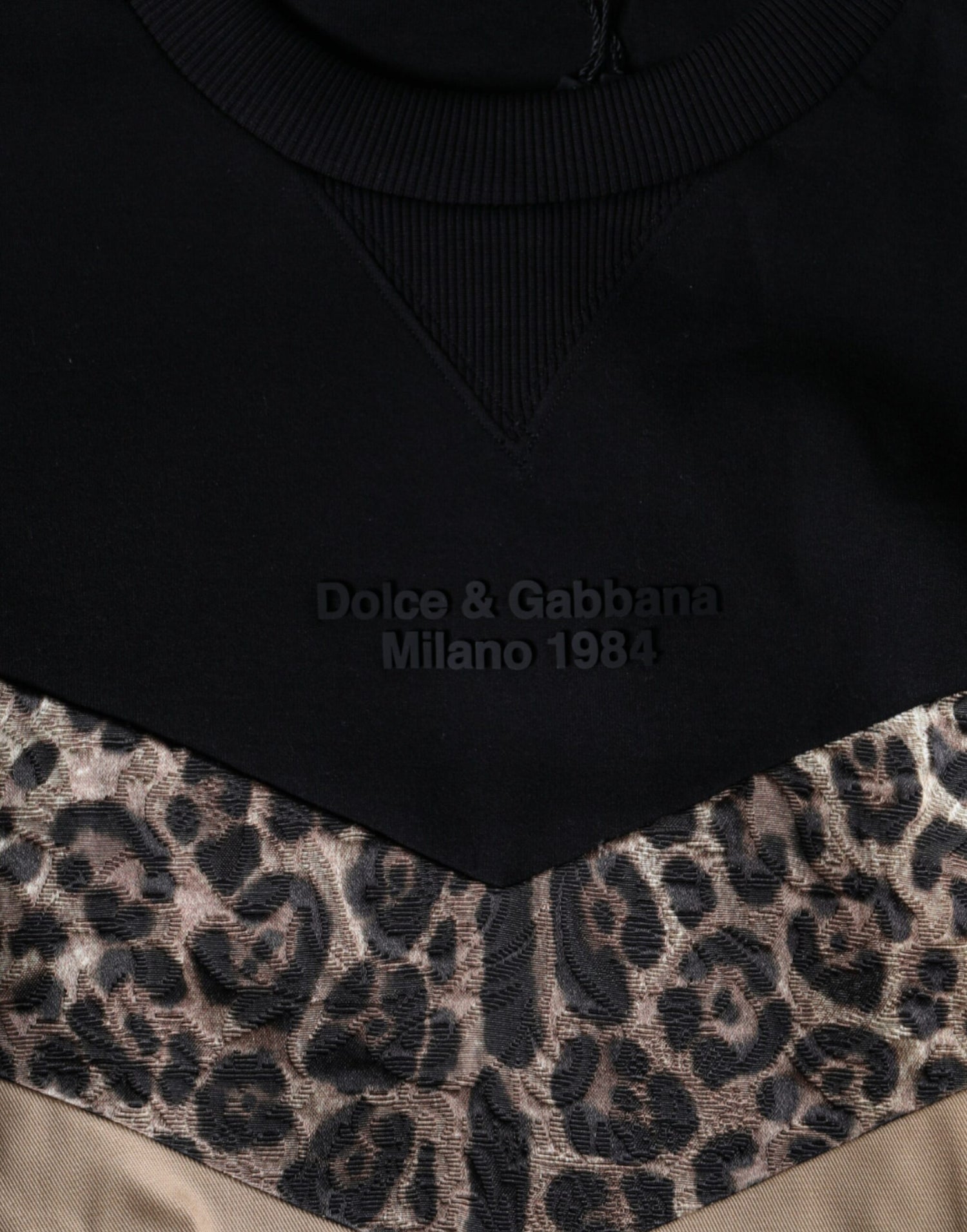 Dolce &amp;amp; Gabbana Svart Leopard Rund Halsad Sweatshirt