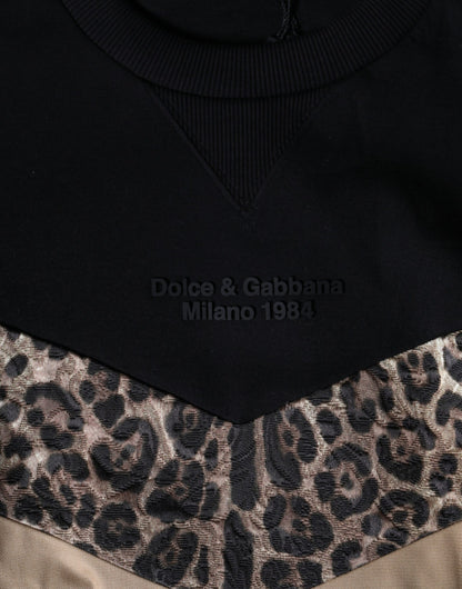 Dolce &amp;amp; Gabbana Svart Leopard Rund Halsad Sweatshirt