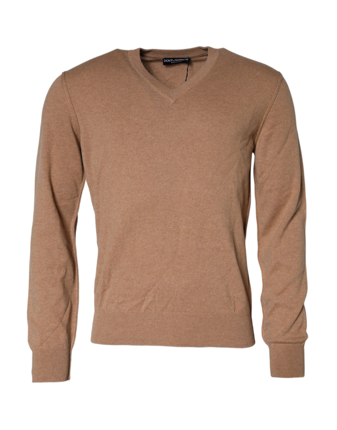 Dolce &amp;amp; Gabbana Brun Kashmir Stickad V-ringad Pullovertröja