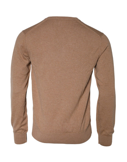 Dolce &amp;amp; Gabbana Brun Kashmir Stickad V-ringad Pullovertröja