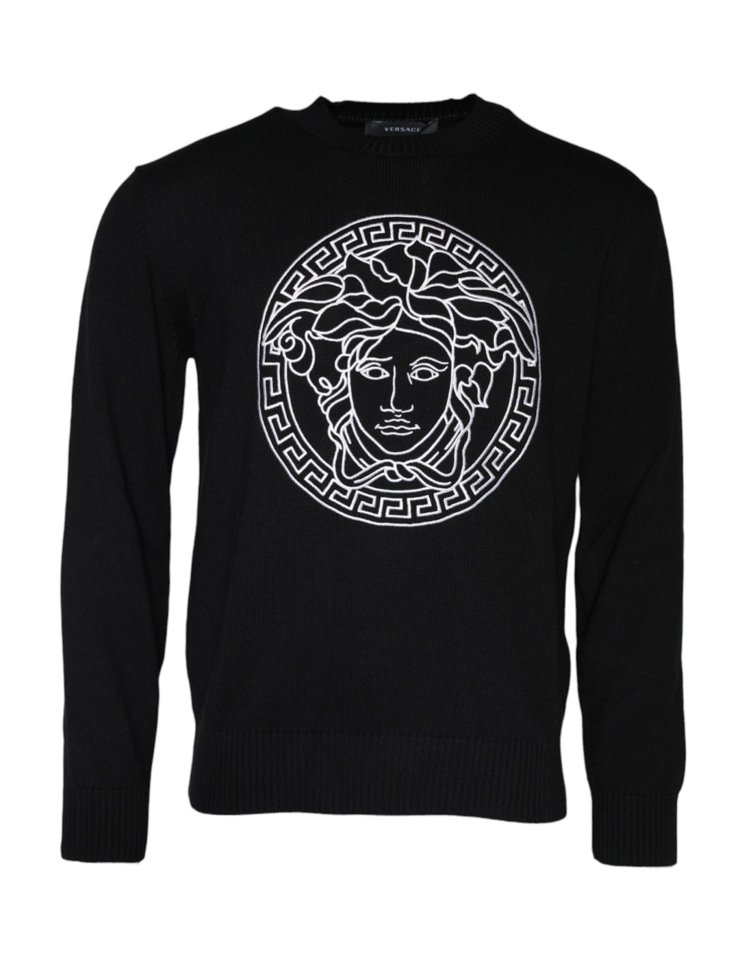 Versace Svart Medusa Broderad Rund Halsad Tröja