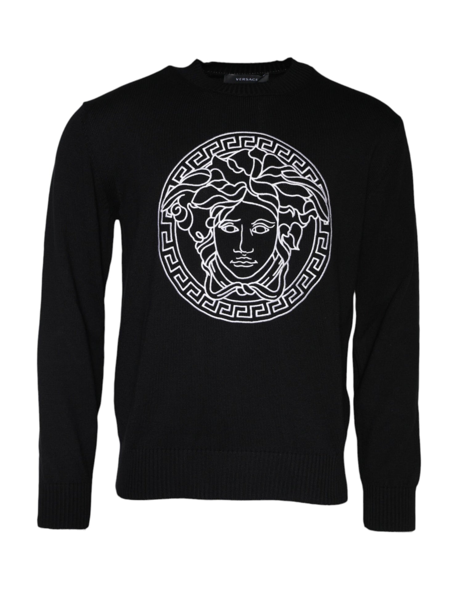 Versace Svart Medusa Broderad Rund Halsad Tröja