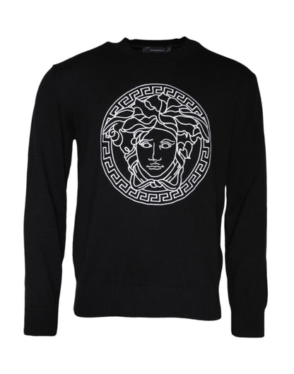 Versace Svart Medusa Broderad Rund Halsad Tröja