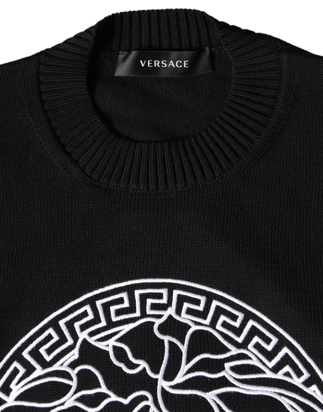Versace Svart Medusa Broderad Rund Halsad Tröja