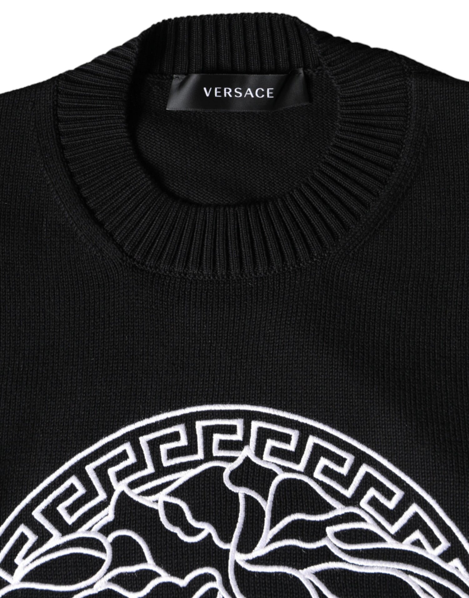 Versace Svart Medusa Broderad Rund Halsad Tröja
