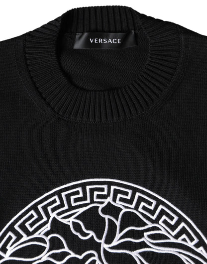 Versace Svart Medusa Broderad Rund Halsad Tröja