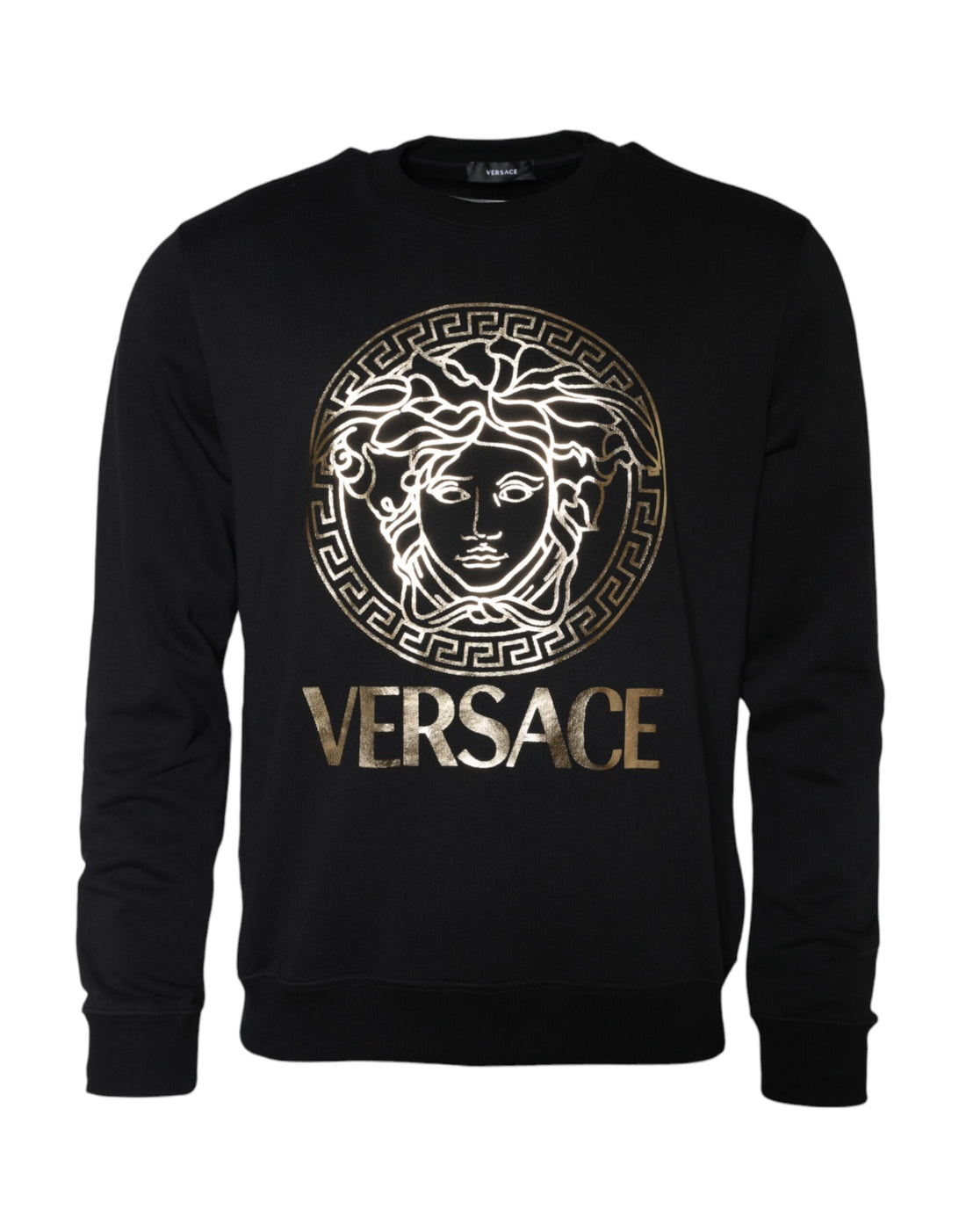 Versace Svart Medusa Fleece Bomull Rund Halsad Sweatshirt