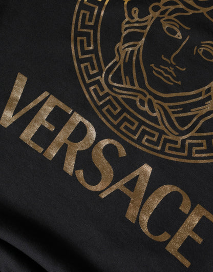Versace Svart Medusa Fleece Bomull Rund Halsad Sweatshirt