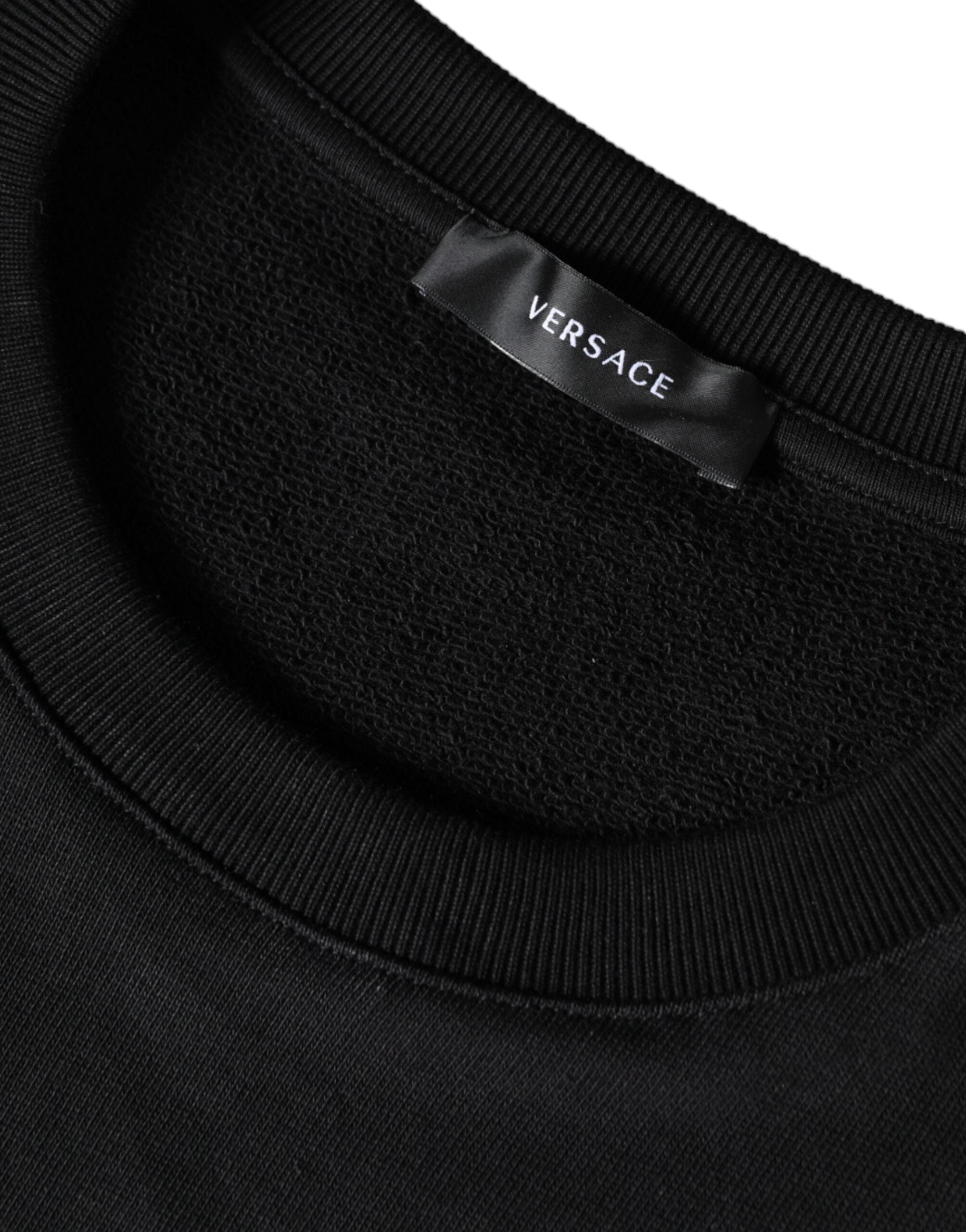 Versace Svart Medusa Fleece Bomull Rund Halsad Sweatshirt