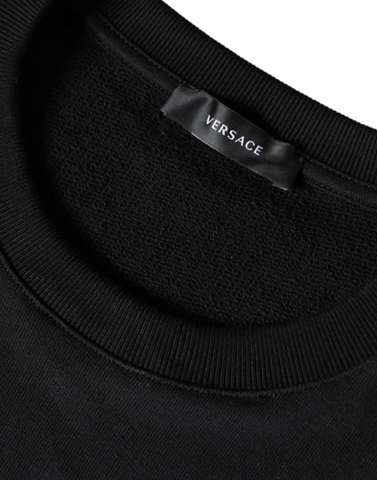 Versace Svart Medusa Fleece Bomull Rund Halsad Sweatshirt