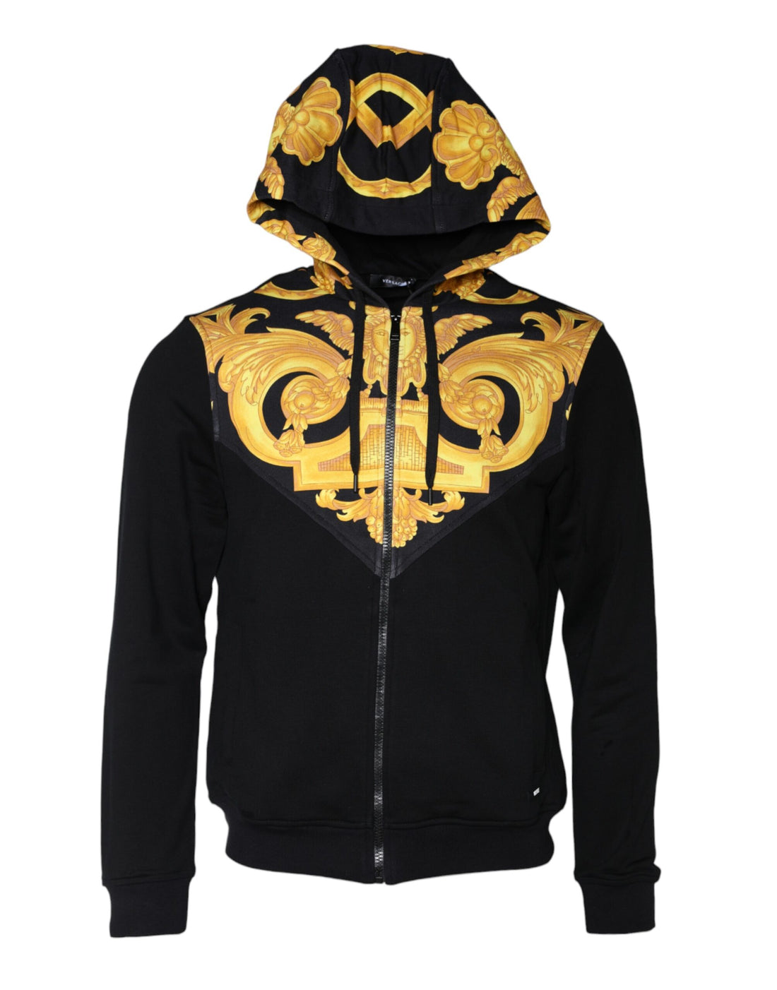 Versace Svart Medusa-tryckt bomullshoodie med dragkedjaSweatshirttröja
