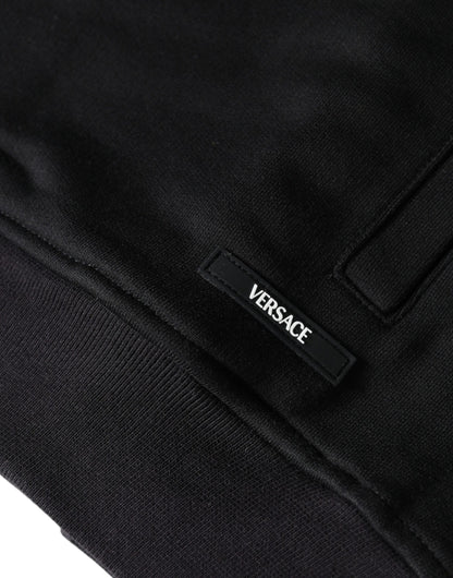 Versace Svart Medusa-tryckt bomullshoodie med dragkedjaSweatshirttröja