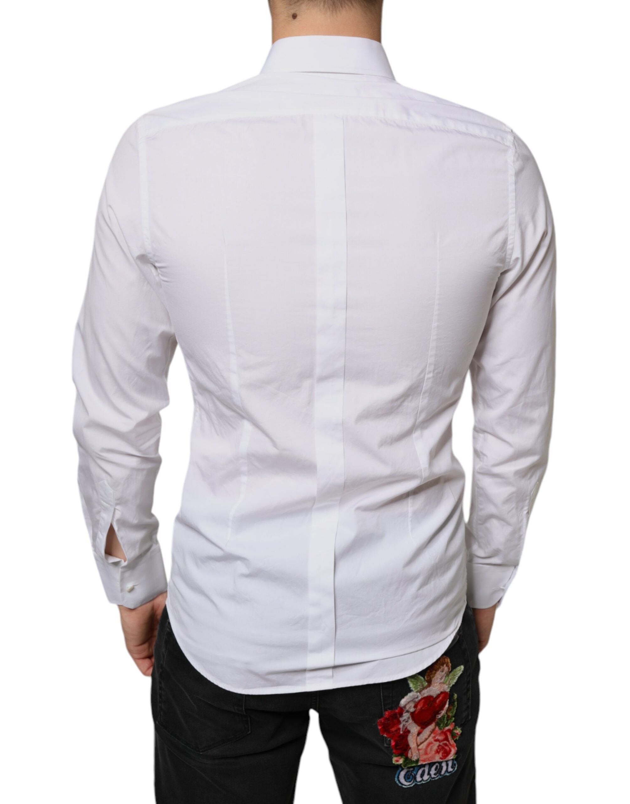 Dolce &amp;amp; Gabbana Vit Bib Bomullspoplin Festskjorta